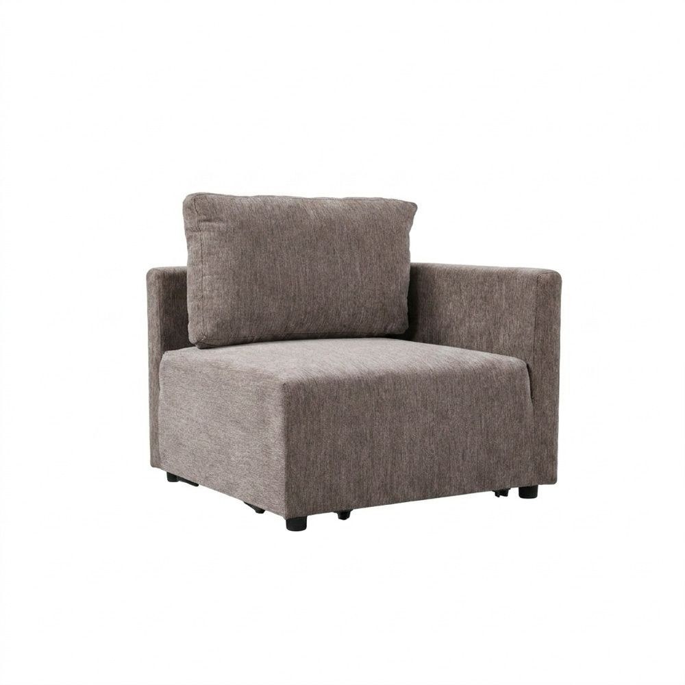 Benjo Corner Wedge Fabric Modular Sofa - Brown - Image 2