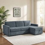 Darion Fabric Right Corner Sofa Bed With Storage - Blue