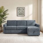 Darion Fabric Right Corner Sofa Bed With Storage - Blue