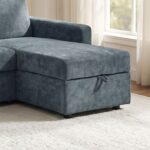 Darion Fabric Right Corner Sofa Bed With Storage - Blue