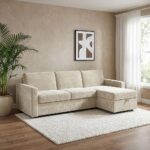 Darion Fabric Right Corner Sofa Bed With Storage - Beige