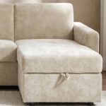 Darion Fabric Right Corner Sofa Bed With Storage - Beige