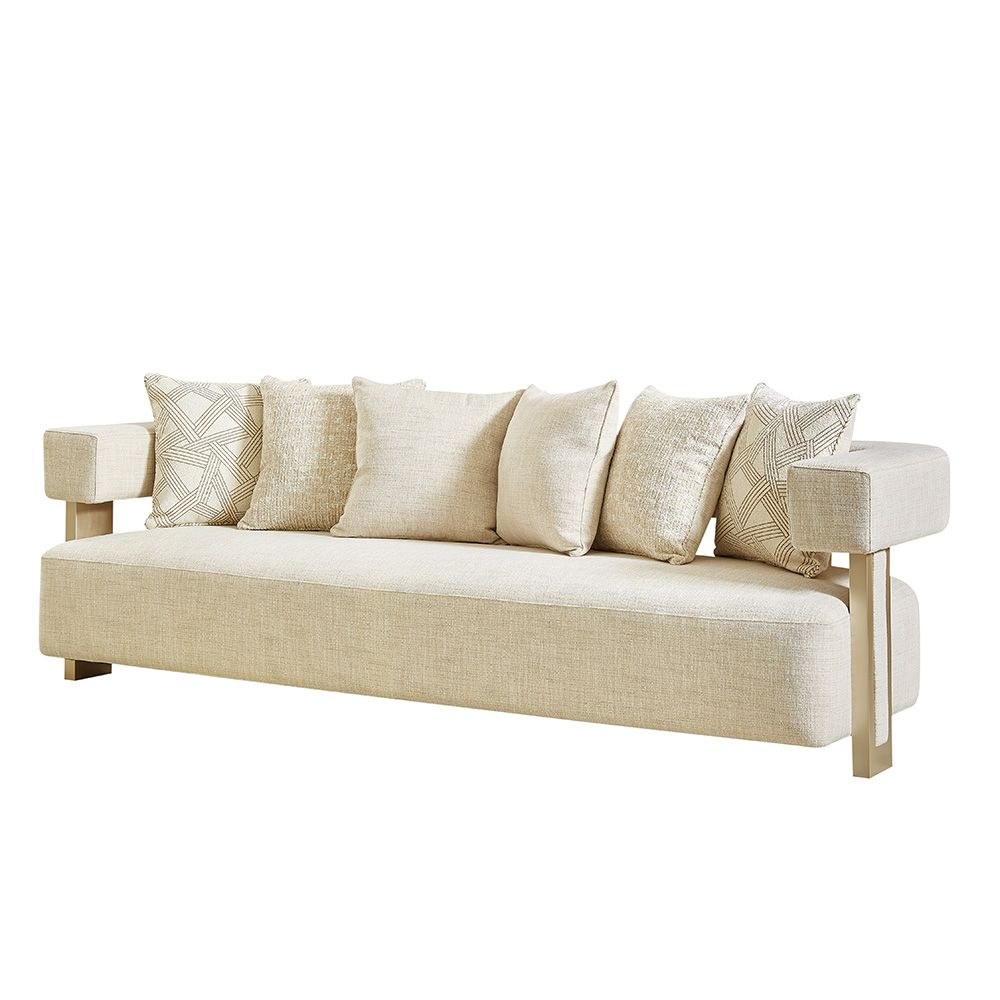 Corey 4 Seater Fabric Sofa - Light Brown - Image 3