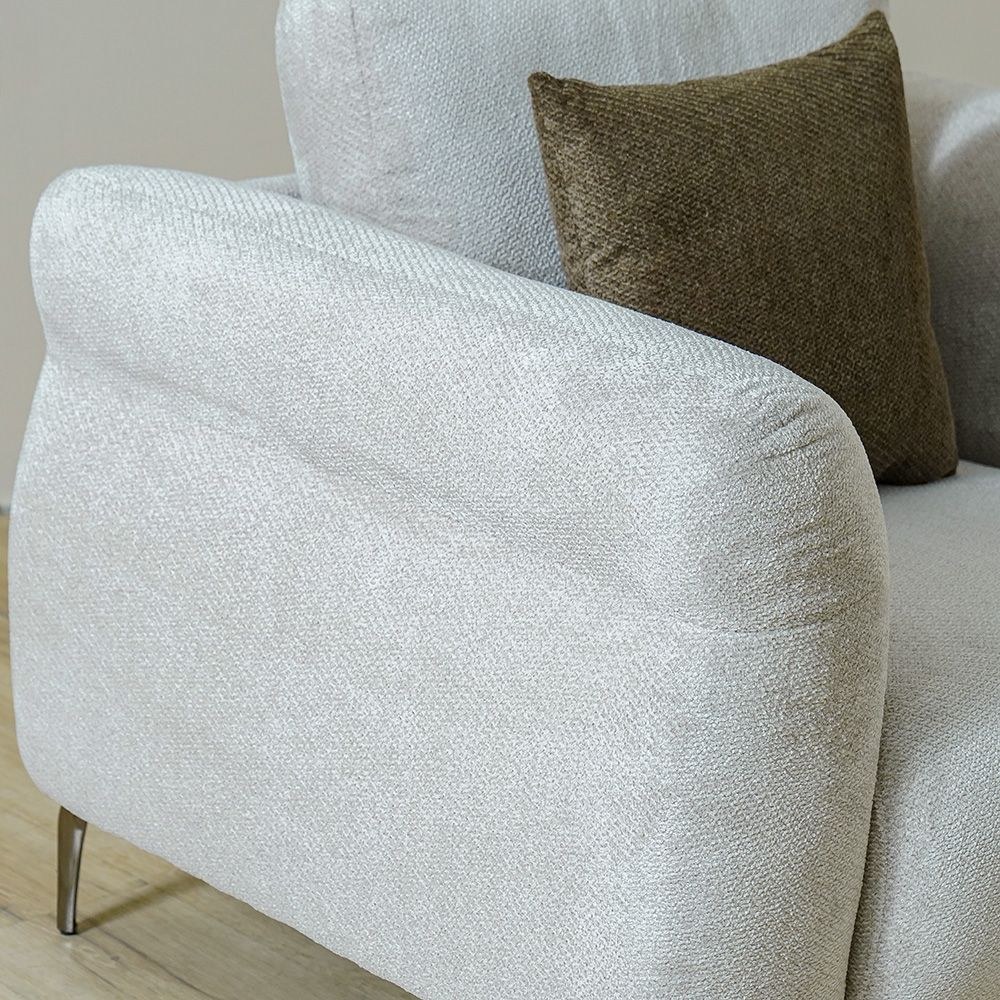 Draven 1 Seater Fabric Sofa - Light Brown - Image 5