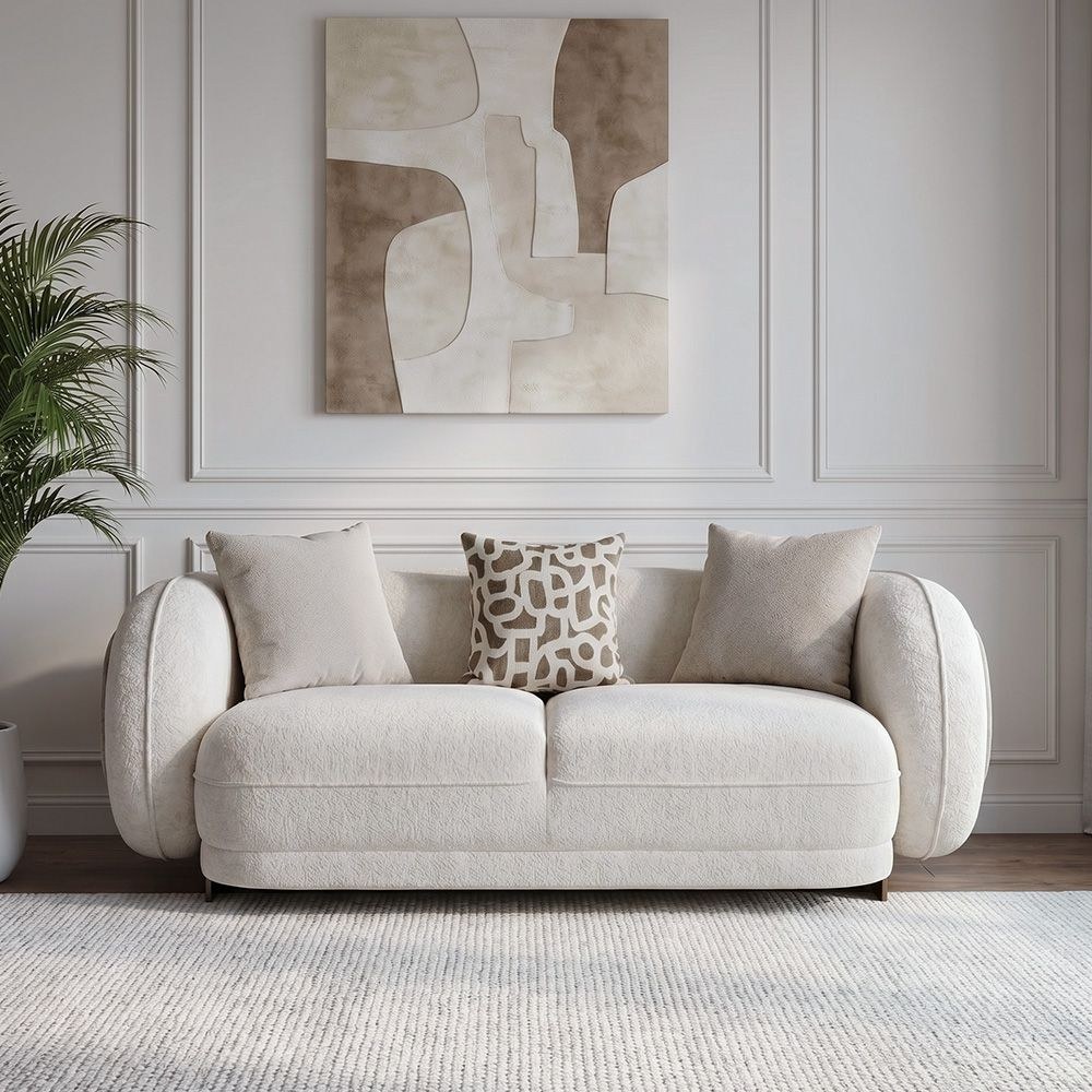 Devina 2 Seater Fabric Sofa - Light Brown - Image 2