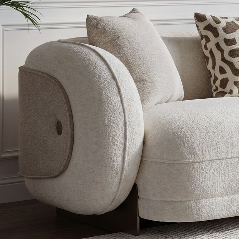 Devina 2 Seater Fabric Sofa - Light Brown - Image 3