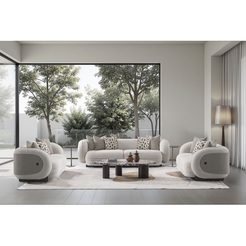 Devina 4+3+2 Seater Fabric Sofa Set - Light Brown