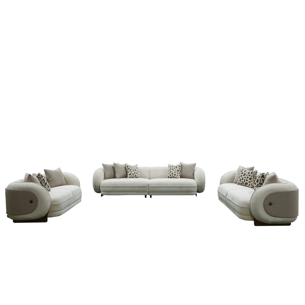 Devina 4+3+2 Seater Fabric Sofa Set - Light Brown - Image 2