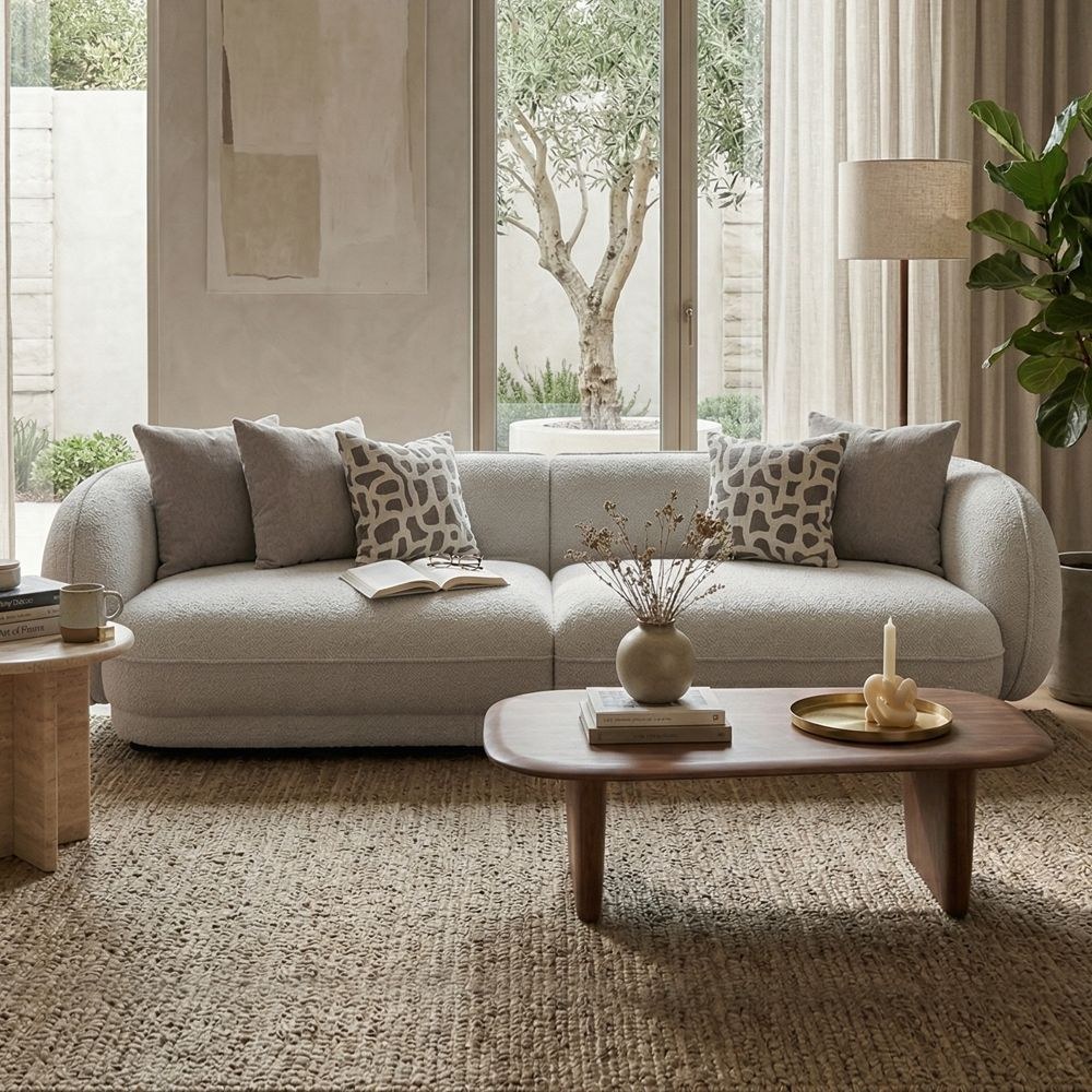 Devina 4+3+2 Seater Fabric Sofa Set - Light Brown - Image 3