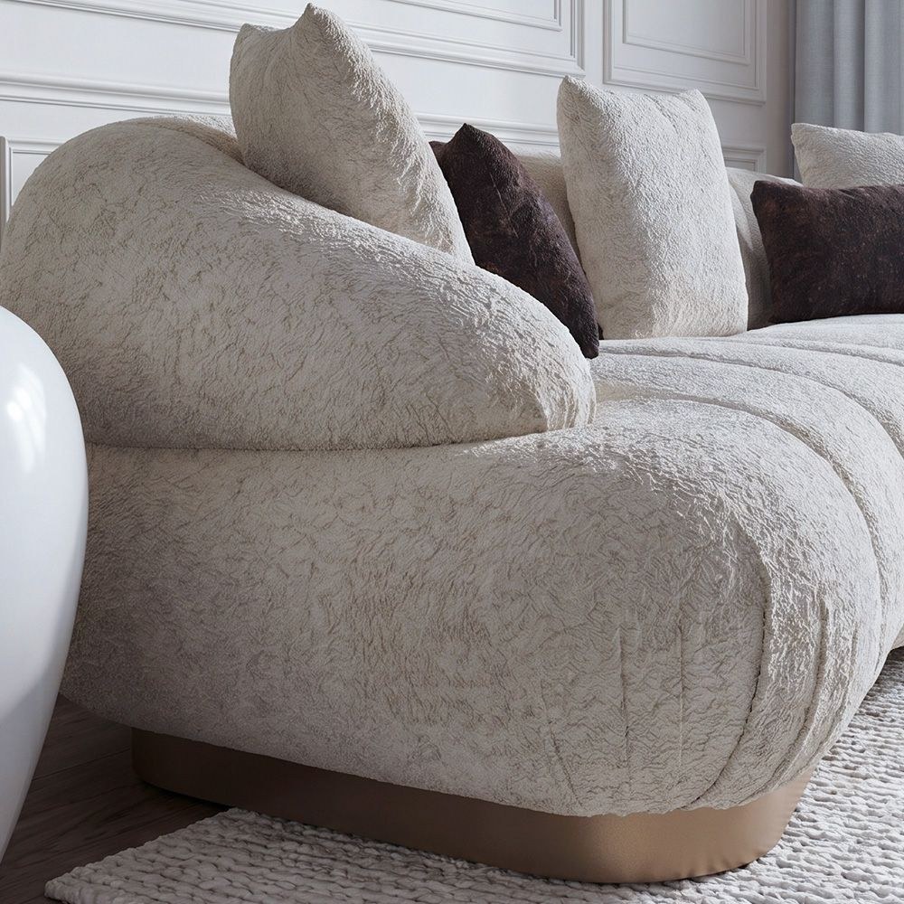 Demaris 4-Seater Fabric Sofa - Light Brown - With 2-Year Warranty - Image 3