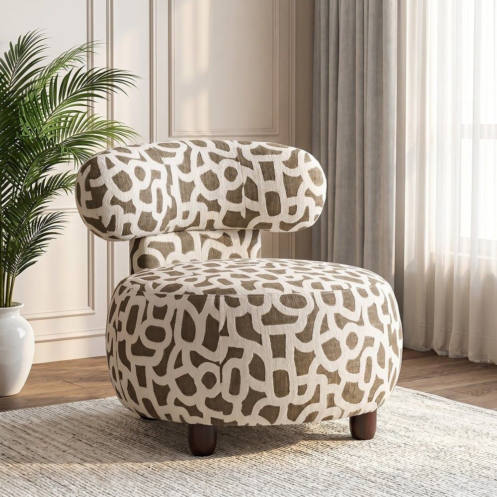 Devina 1 Seater Fabric Sofa - Beige/Brown