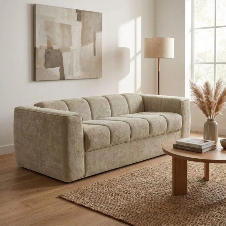 Amora 3-Seater Fabric Sofa Bed - Taupe - With 2-Year Warranty