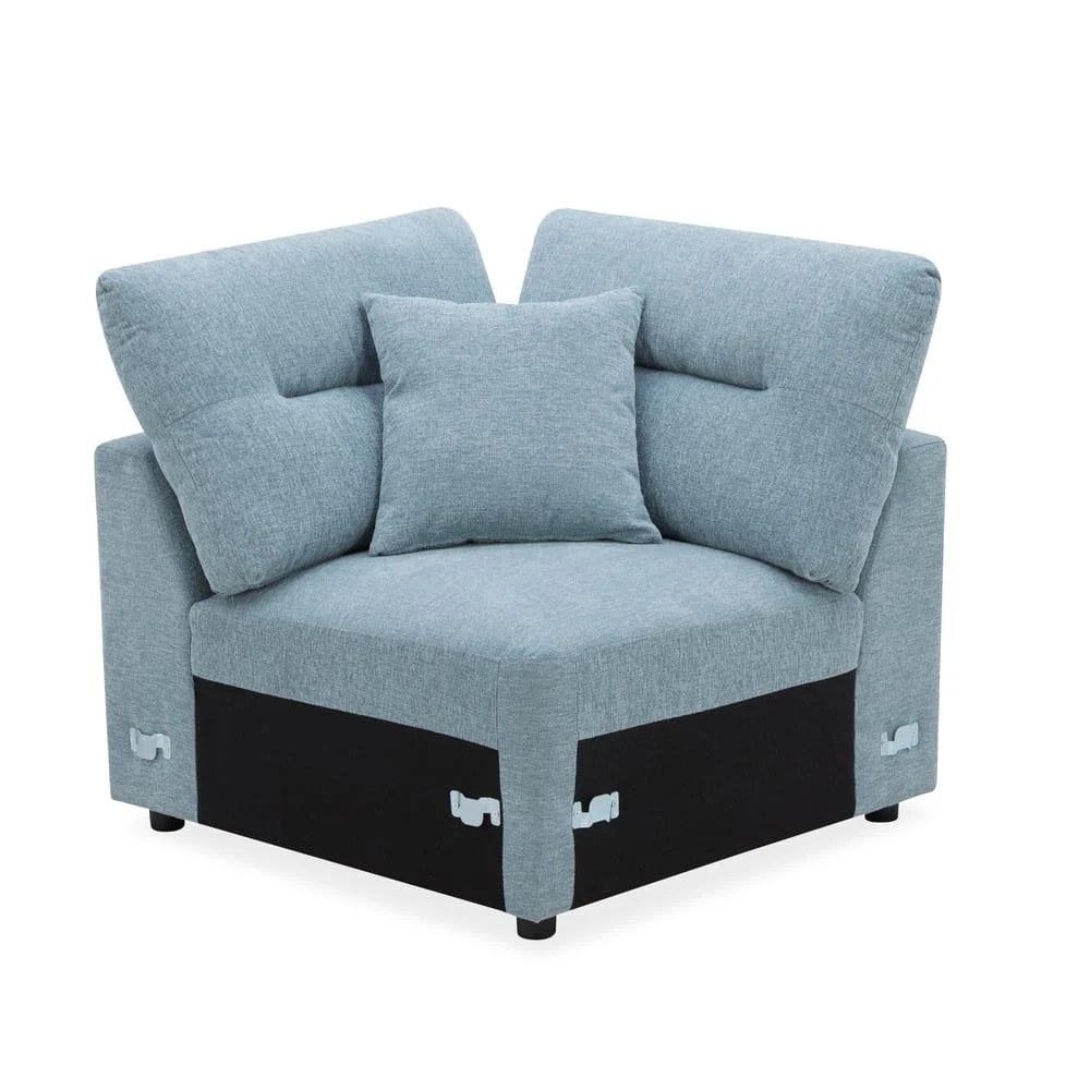 Branson Sectional Fabric Sofa - Light Blue - Image 5