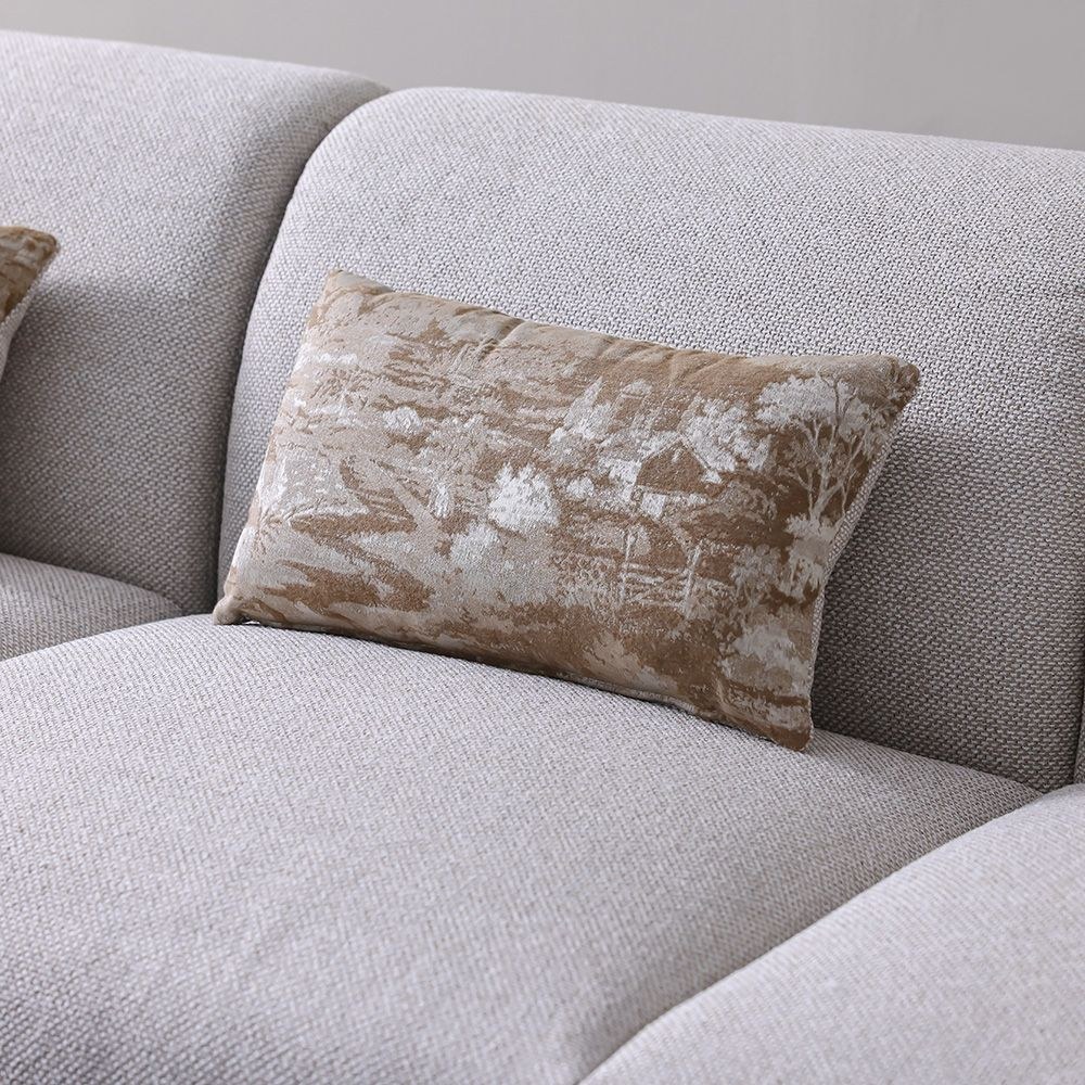 Mayla 4 Seater Fabric Sofa - Light Brown - Image 3