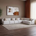 Mayla Sectional Fabric Corner Sofa - Light Brown