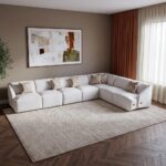 Mayla Sectional Fabric Corner Sofa - Light Brown