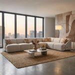 Mayla Sectional Fabric Corner Sofa Set - Light Brown