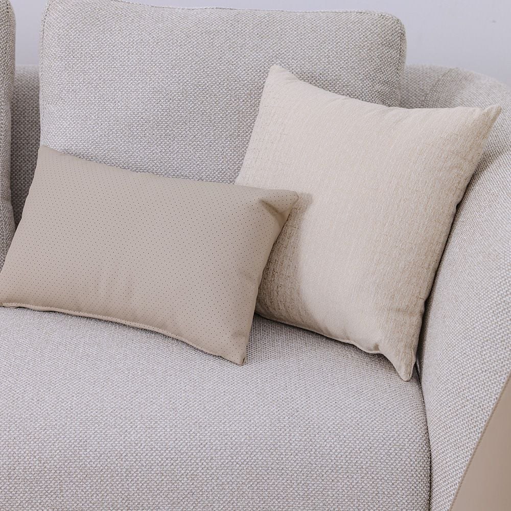 Averie 3 Seater Fabric/Faux Leather Sofa - Camel/Beige - Image 4