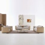 Averie 3+2+1+1 Seater Fabric/Faux Leather Sofa Set - Camel/Beige