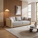 Averie 3+2+1+1 Seater Fabric/Faux Leather Sofa Set - Camel/Beige