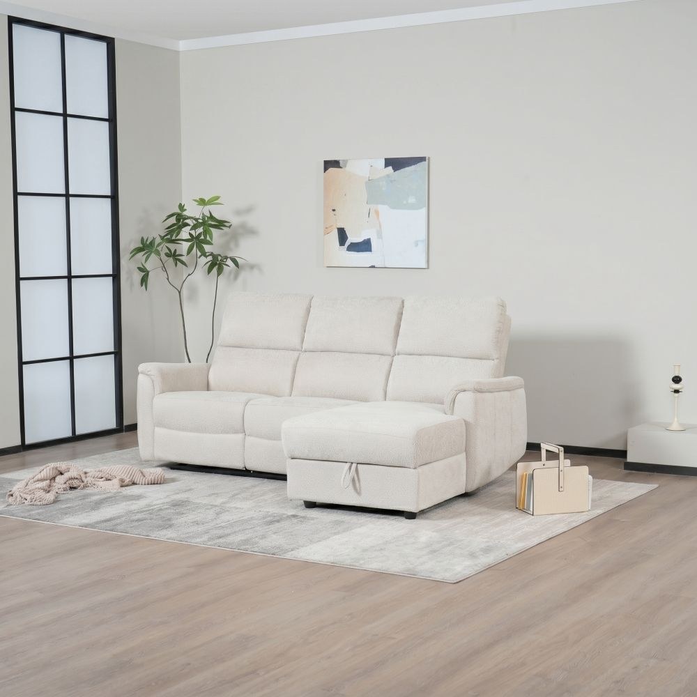 Nuri 3-Seater Right Corner Recliner Sofa with Storage - Beige - With 2-Year Warranty - Image 2