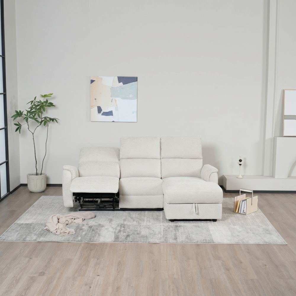 Nuri 3-Seater Right Corner Recliner Sofa with Storage - Beige - With 2-Year Warranty - Image 3