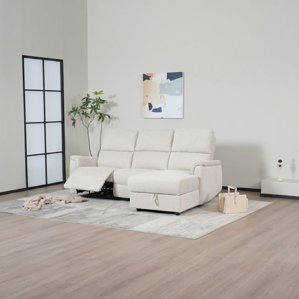 Nuri 3-Seater Right Corner Recliner Sofa with Storage - Beige - With 2-Year Warranty - Image 4