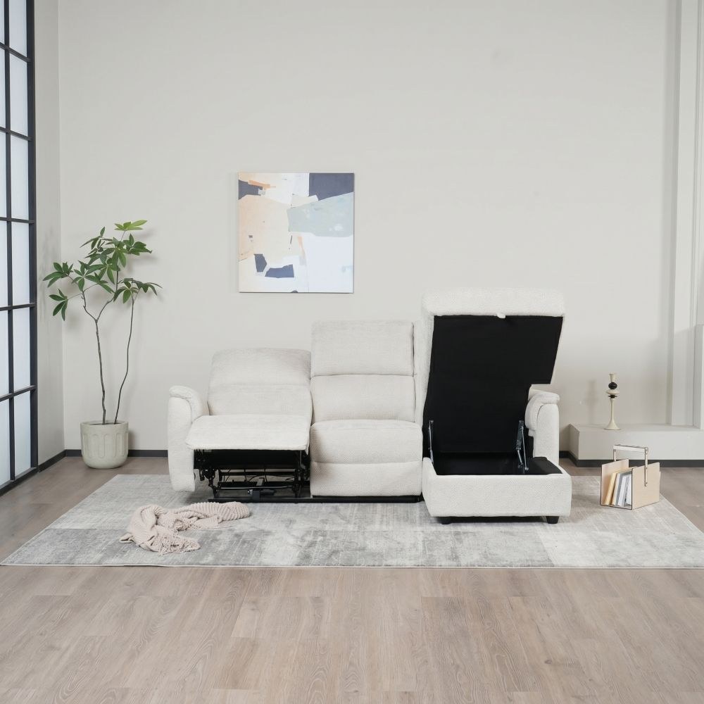 Nuri 3-Seater Right Corner Recliner Sofa with Storage - Beige - With 2-Year Warranty - Image 5