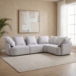 Lumi Sectional Corner Fabric Sofa - Light Grey