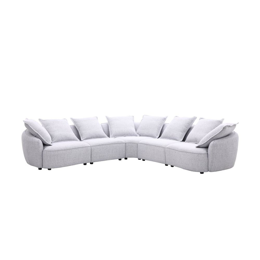 Lumi Sectional Corner Fabric Sofa - Light Grey - Image 2