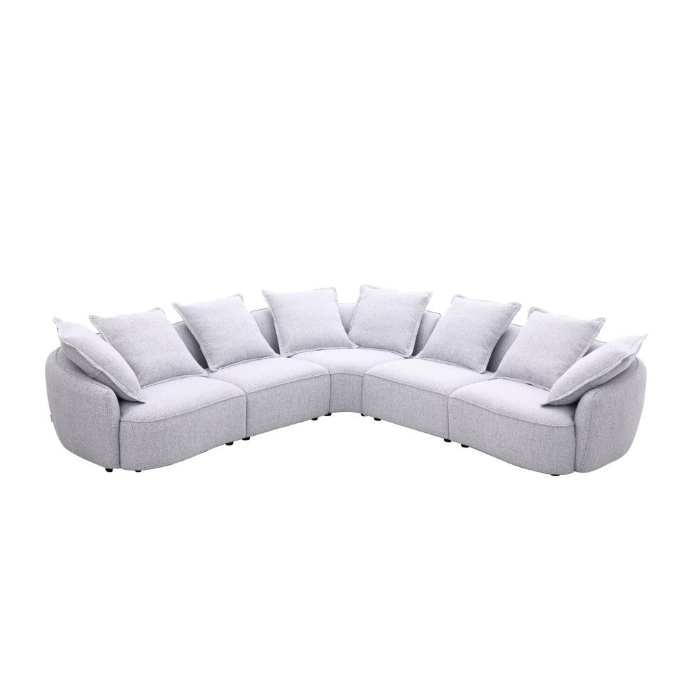 Lumi Sectional Corner Fabric Sofa - Light Grey - Image 4