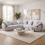 Lumi Sectional Corner Fabric Sofa - Light Grey