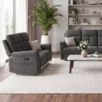 Yuvan 2-Seater Fabric Recliner - Grey - With 2-Year Warranty