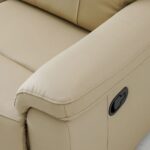 Oriel 2 Seater Half Leather Recliner With Console & Storage - Beige