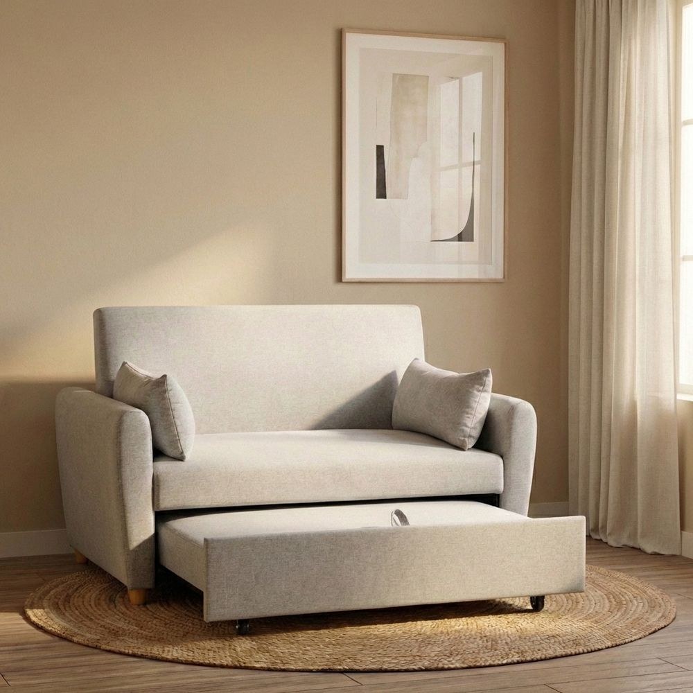 Alpha 2 Seater Fabric Sofabed-Grey - Image 5