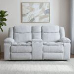 Sawyer 2-Seater Fabric Recliner with Cup Holder - Light Grey - With 2-Year Warranty