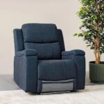 Paladin 1-Seater Fabric Recliner with LED & Cup Holder - Blue - With 2-Year Warranty