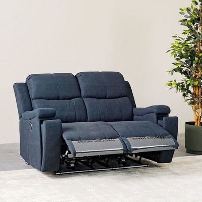 Paladin 3+2+1 Seater Fabric Recliner Set With Led & Cup Holder - Blue - Image 3