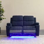 Paladin 3+2+1 Seater Fabric Recliner Set With Led & Cup Holder - Blue