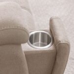 Paladin 2-Seater Fabric Recliner with LED & Cup Holder - Beige - With 2-Year Warranty