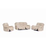 Paladin 3+2+1 Seater Fabric Recliner Set With Led & Cup Holder - Beige