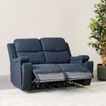 Paladin 2-Seater Fabric Recliner with LED & Cup Holder - Blue - With 2-Year Warranty