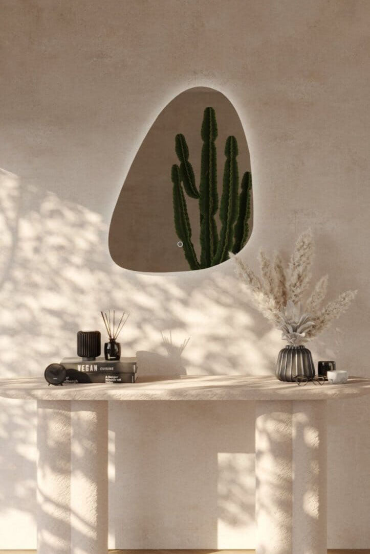 Kaia Triangle Frameless Irregular Wall Mirror with LED (90x70 CM)