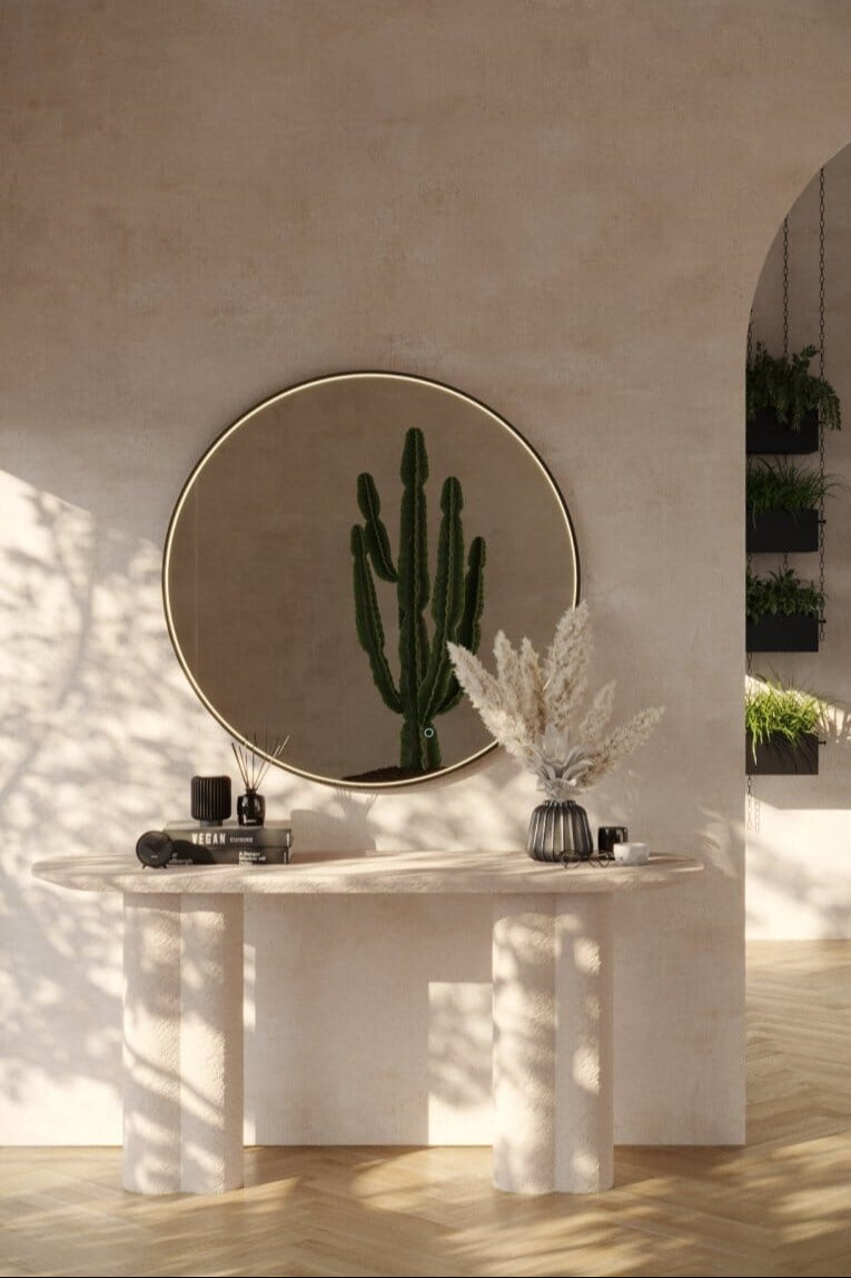 Maeve Black Round Wall Mirror with Inner Frame LED