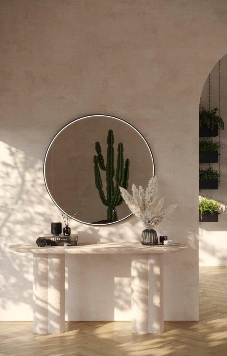 Maeve Black Round Wall Mirror with Inner Frame LED - Image 2