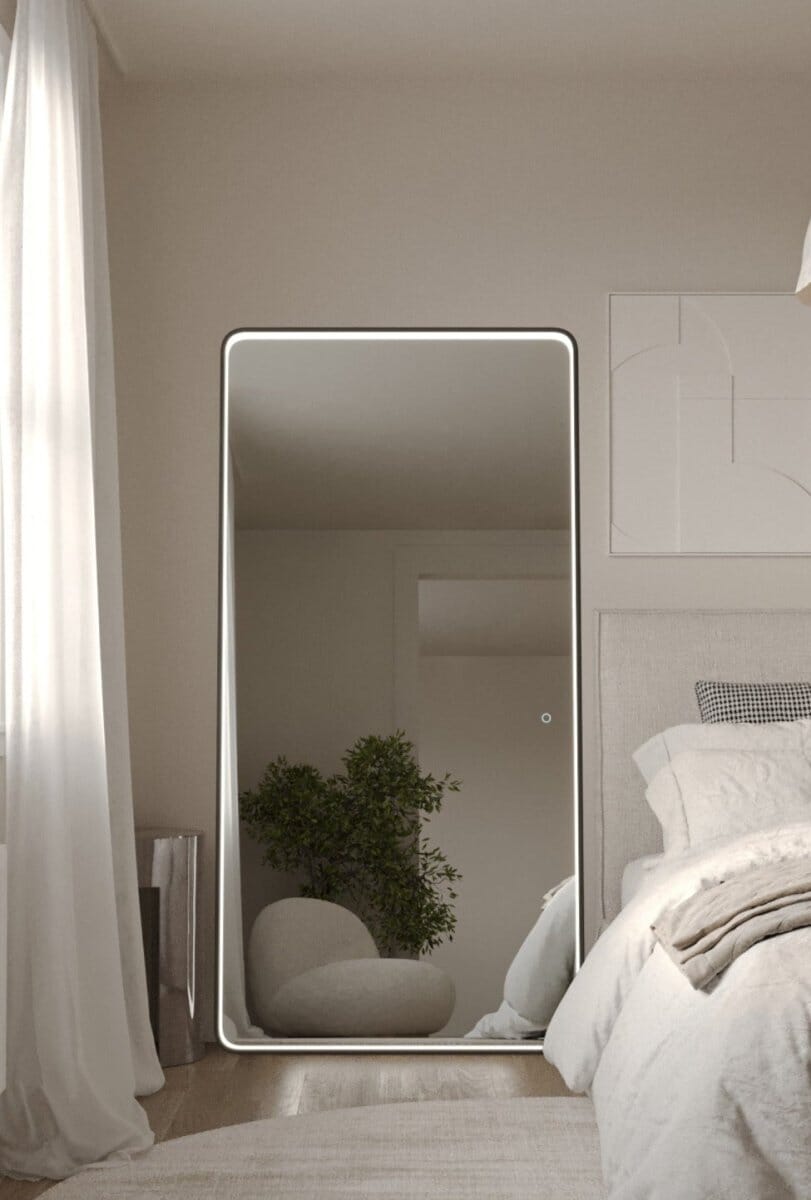 Demi Black Full Frame Mirror with LED