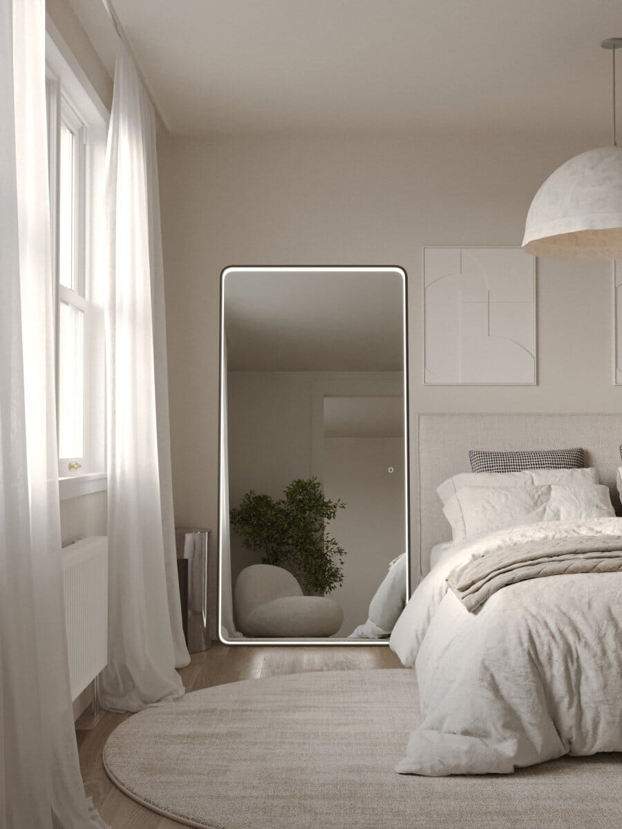 Demi Black Full Frame Mirror with LED - Image 2