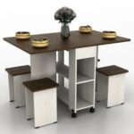 Algeria 1+4-Seater Folding Table Dining Set - White Ash/Brown Walnut - With 2-Year Warranty
