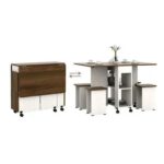 Algeria 1+4-Seater Folding Table Dining Set - White Ash/Brown Walnut - With 2-Year Warranty