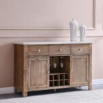 Karrisa Marble Top Buffet Table | 3 Drawers & 3 Doors-White/Natural Oak-With 2-Year Warranty